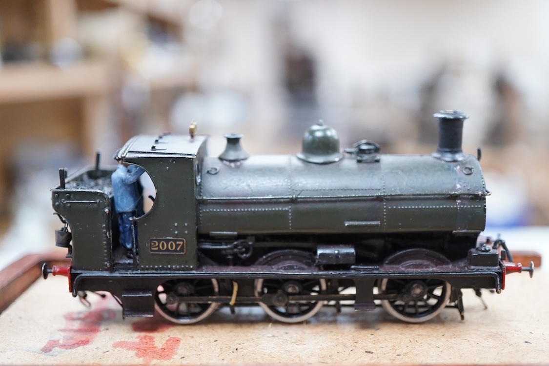 Two EM gauge scratch built model railway GWR locomotives by John Worsley, an 0-6-0PT, 1961, and an 0-6-0ST, 2007, both detailed models with opening smoke box doors showing the details of the blast pipe and boiler tube en